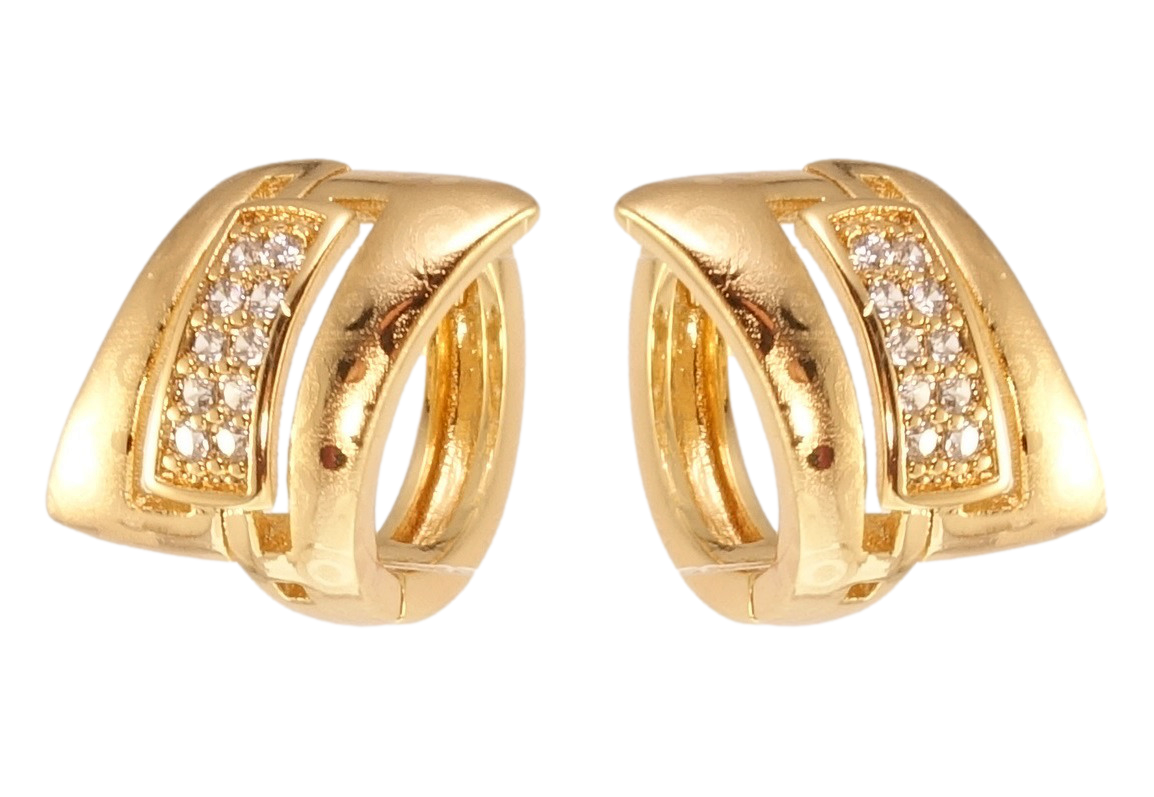 

Серьги Xuping Позолота 18K колечки "Фигурные с цирконием и узором напылением"