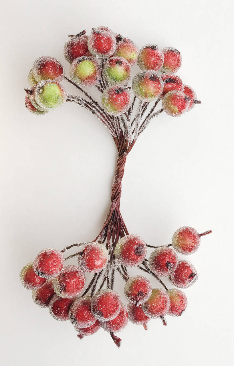 

Ягоды в сахаре декоративные зеленые с красным 12 мм