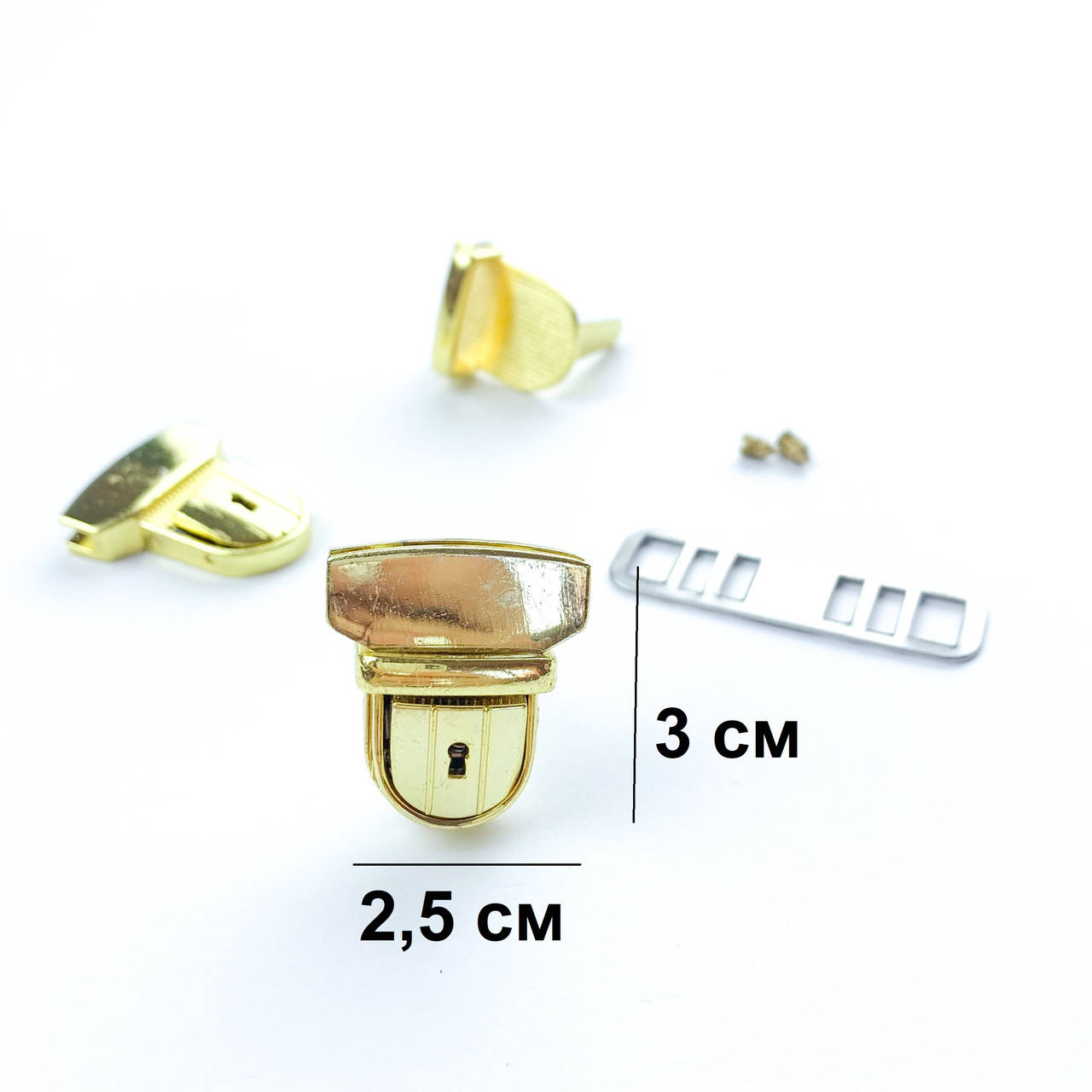 

Замок для сумки золото 2,5 см на 3 см, Золотистый