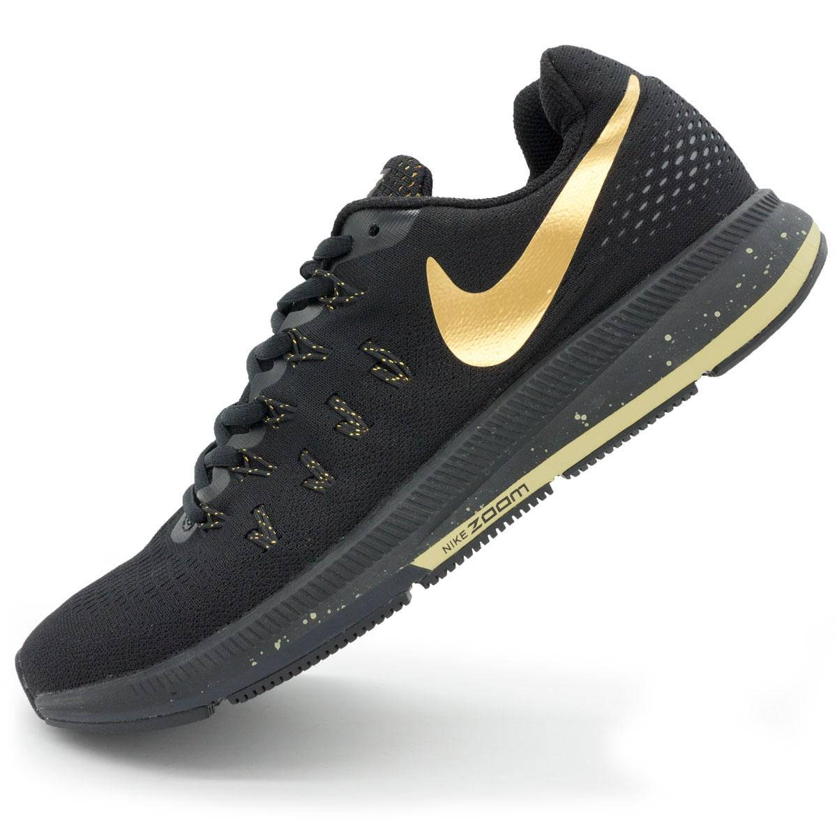 

Мужские кроссовки для бега Nike Zoom Pegasus 33 черные-золото. Топ качество! р.(43, 44)