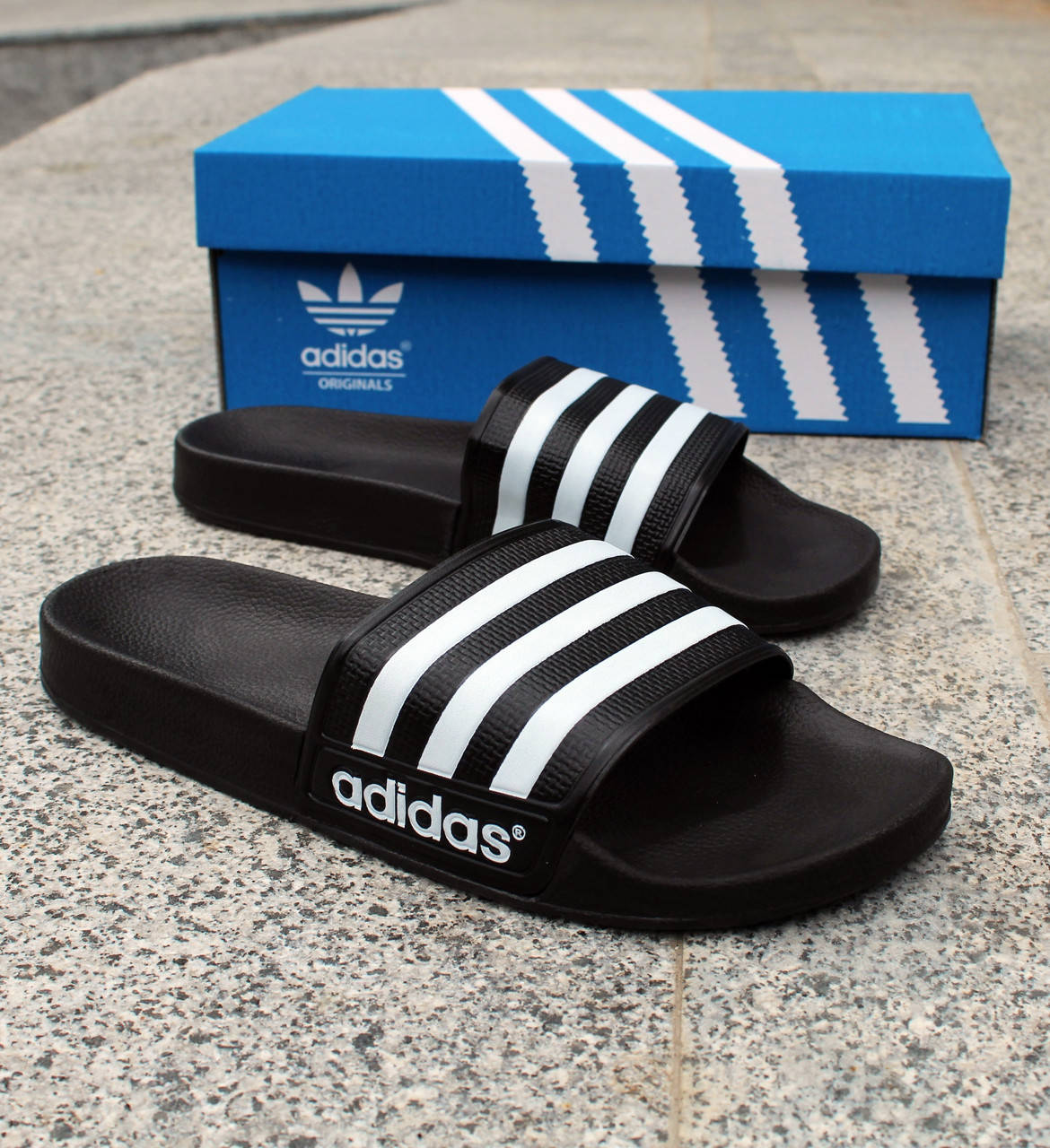 

Мужские Adidas сланцы тапочки шлепанцы черные, Черный