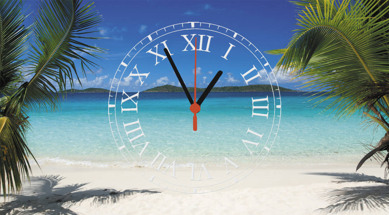 

Часы настенные стеклянные "Пальмы на пляже"