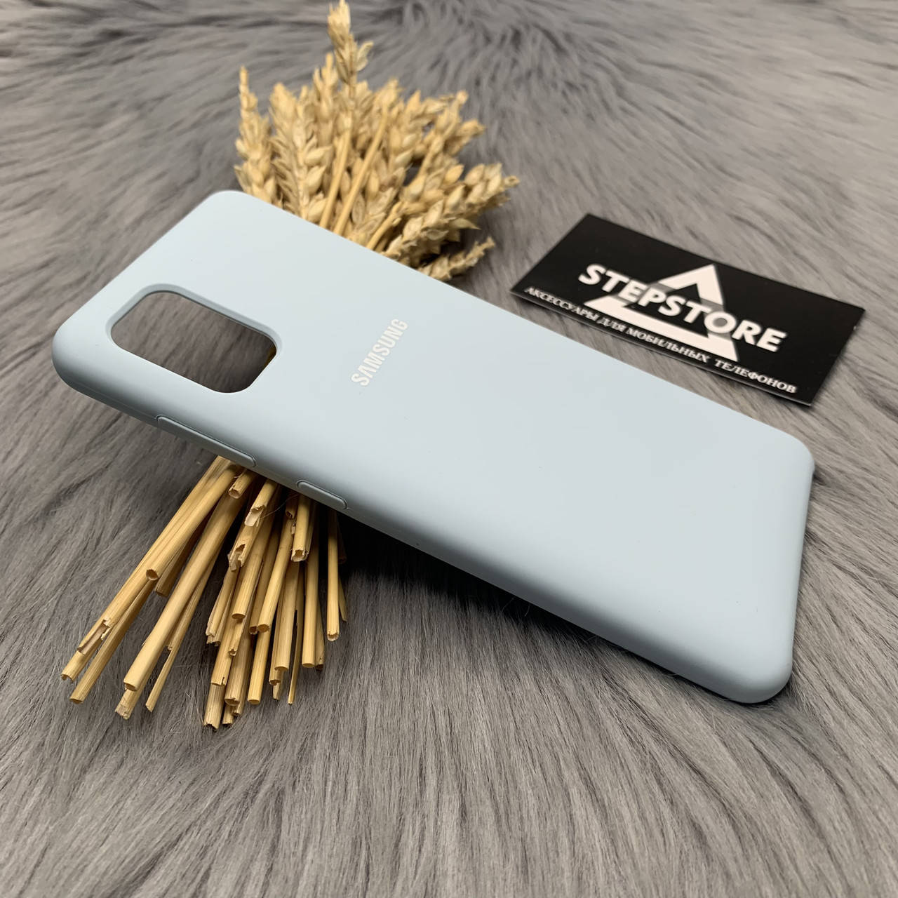 

Чехол Silicone case для Samsung A31 А315 с микрофиброй противоударный Soft touch силиконовый Люкс качество Голубой