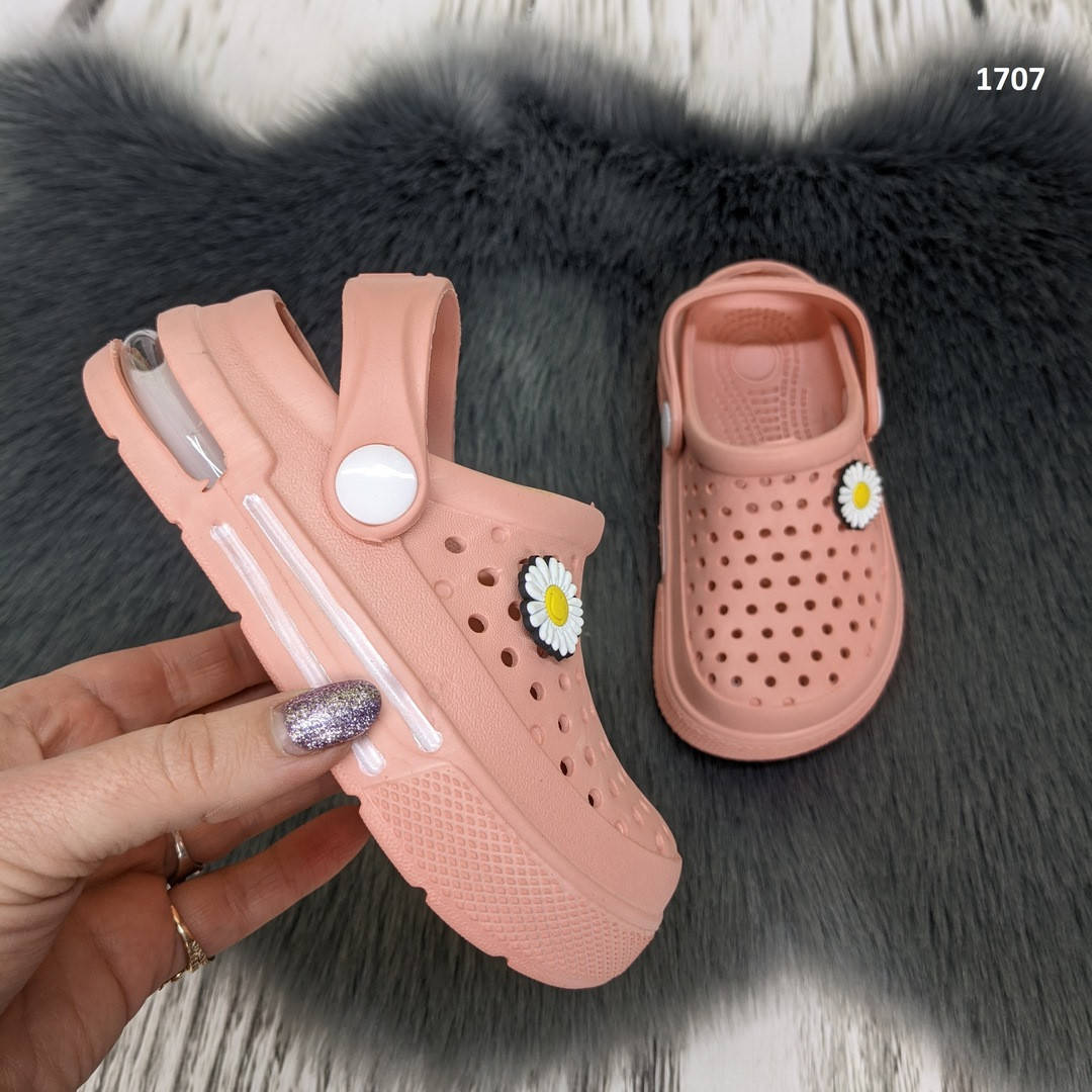 

Кроксы сабо детские для девочки пудровые с балоном Dago Style р-р 25-30 30, Розовый