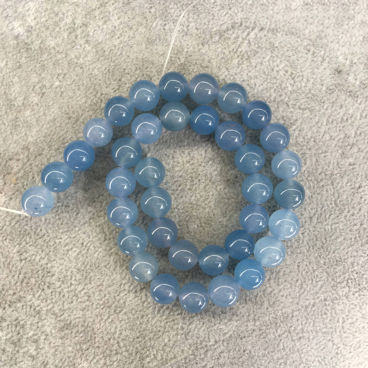 

Бусины на нитке аквамарин (им. из кварца) гладкий шарик d=10мм