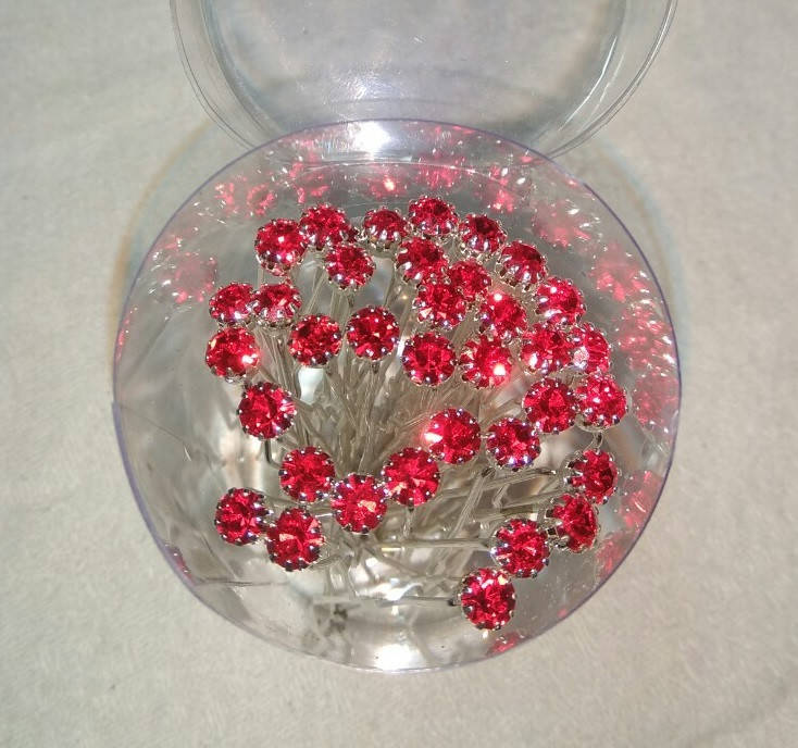 

Шпильки для волос с красным камнем, Красный