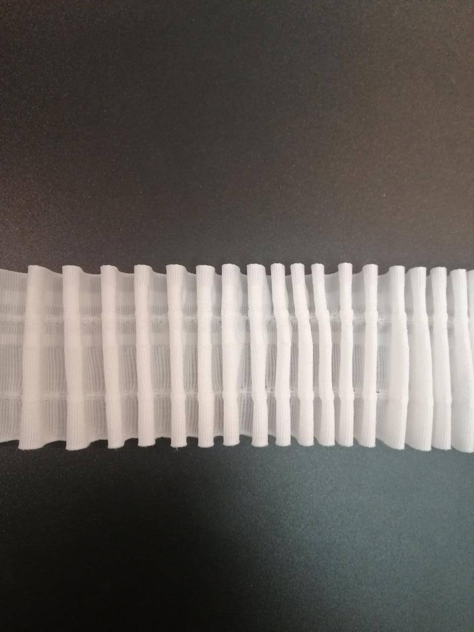 

Тесьма 6 см хб равномерная складка (карандаш) 701, Белый