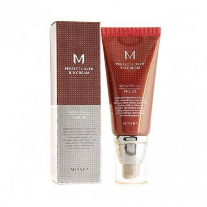 

Missha BB-крем M Perfect Cover BB Cream № 21 Light Beige, 50 мл, тональный крем Missha № 21