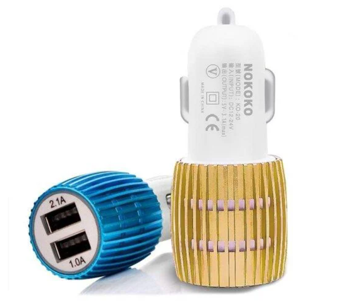 

Зарядное устройство 12V 2 USB круглая рифлёная в цвете автомобильная зарядка от прикуривателя адаптер в авто