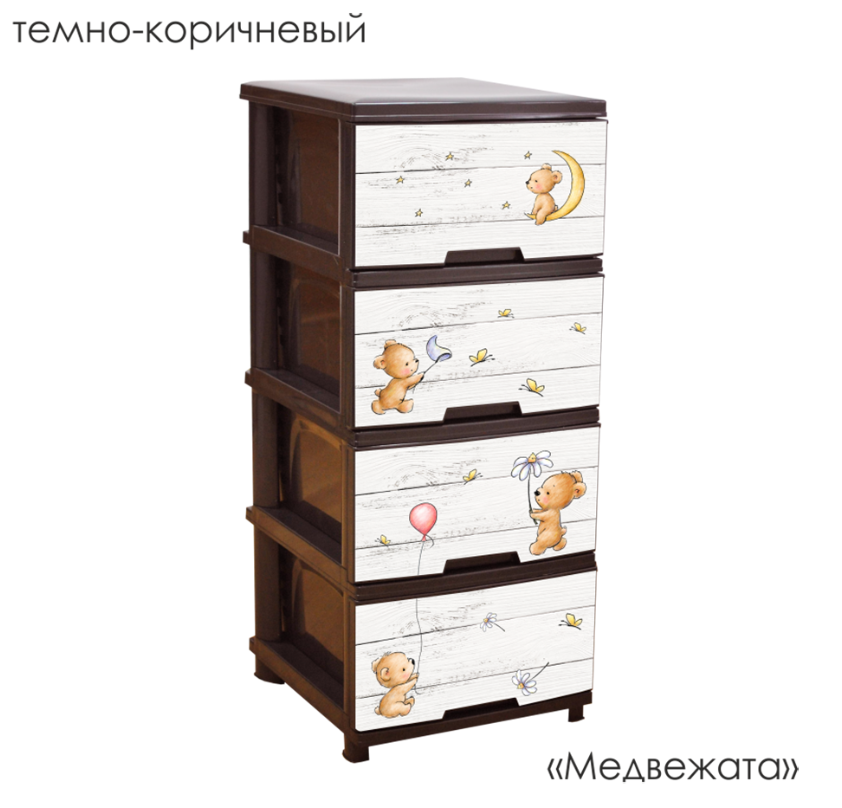 

Комод пластиковый для ребенка "Мишки" Тёмно-коричневый