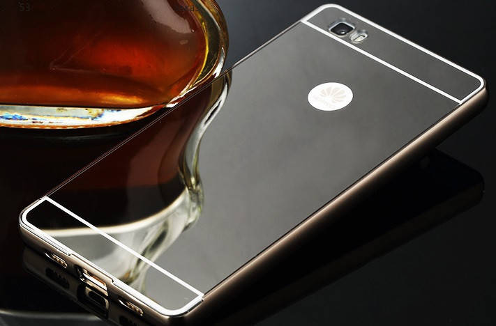 

Чехол бампер для Huawei P8 Lite зеркальный, Черный металлик