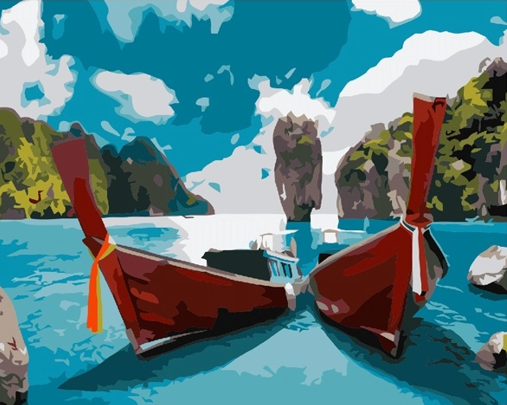 

Картина по номерам Origami Лодки в заливе LW 3038 40*50 производство Украина