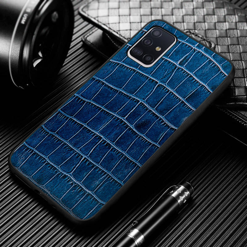 

Кожаный чехол Boxface Samsung Galaxy A51 Crocodile Blue, Синий