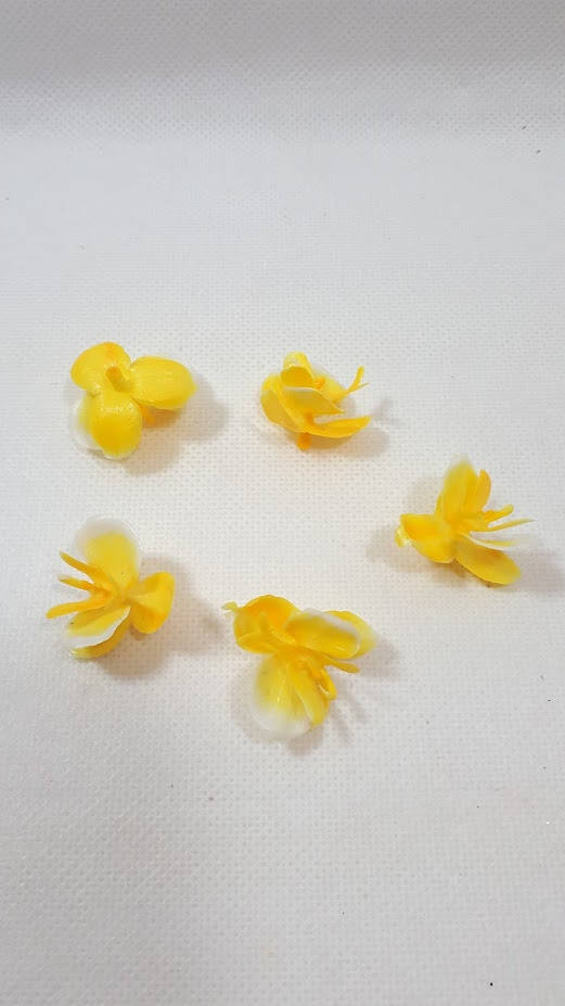

Желтая"ветреница" 3см,пластиковые головки искусственных цветов (1 набор -5шт), Желтый