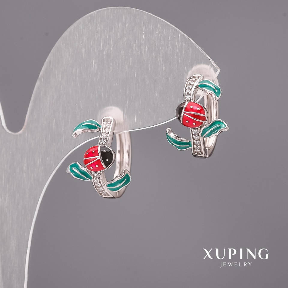 

Серьги Xuping с эмалью 12х15мм Родий