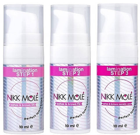 

Профессиональное средство для ламинирования ресниц и бровей Nikk Mole Step 1, Step 2, Step 3