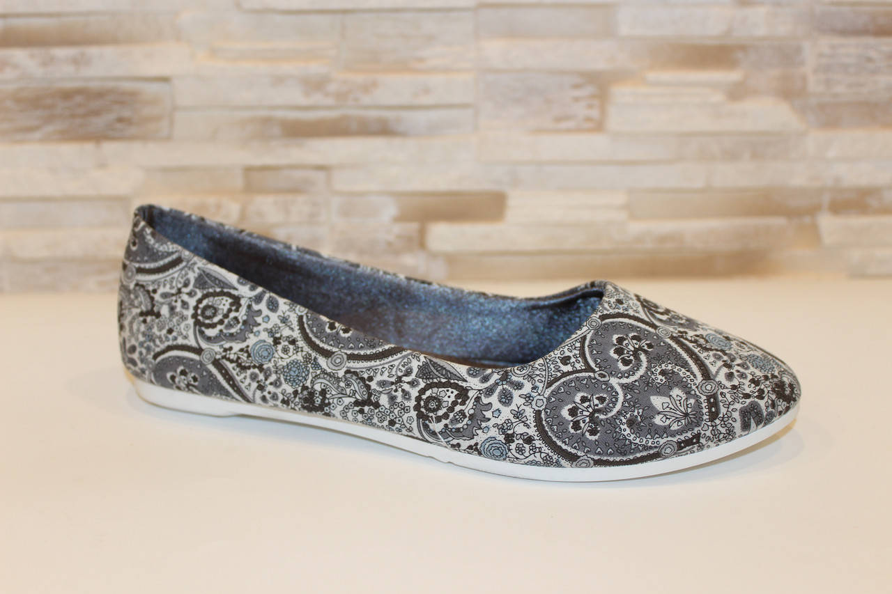 

Балетки женские серые с рисунком Т1230