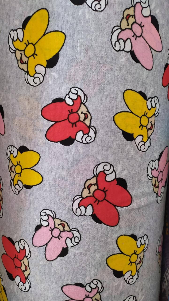 

Кулир принт Микки Маус, хлопок Минни (бант) на сером