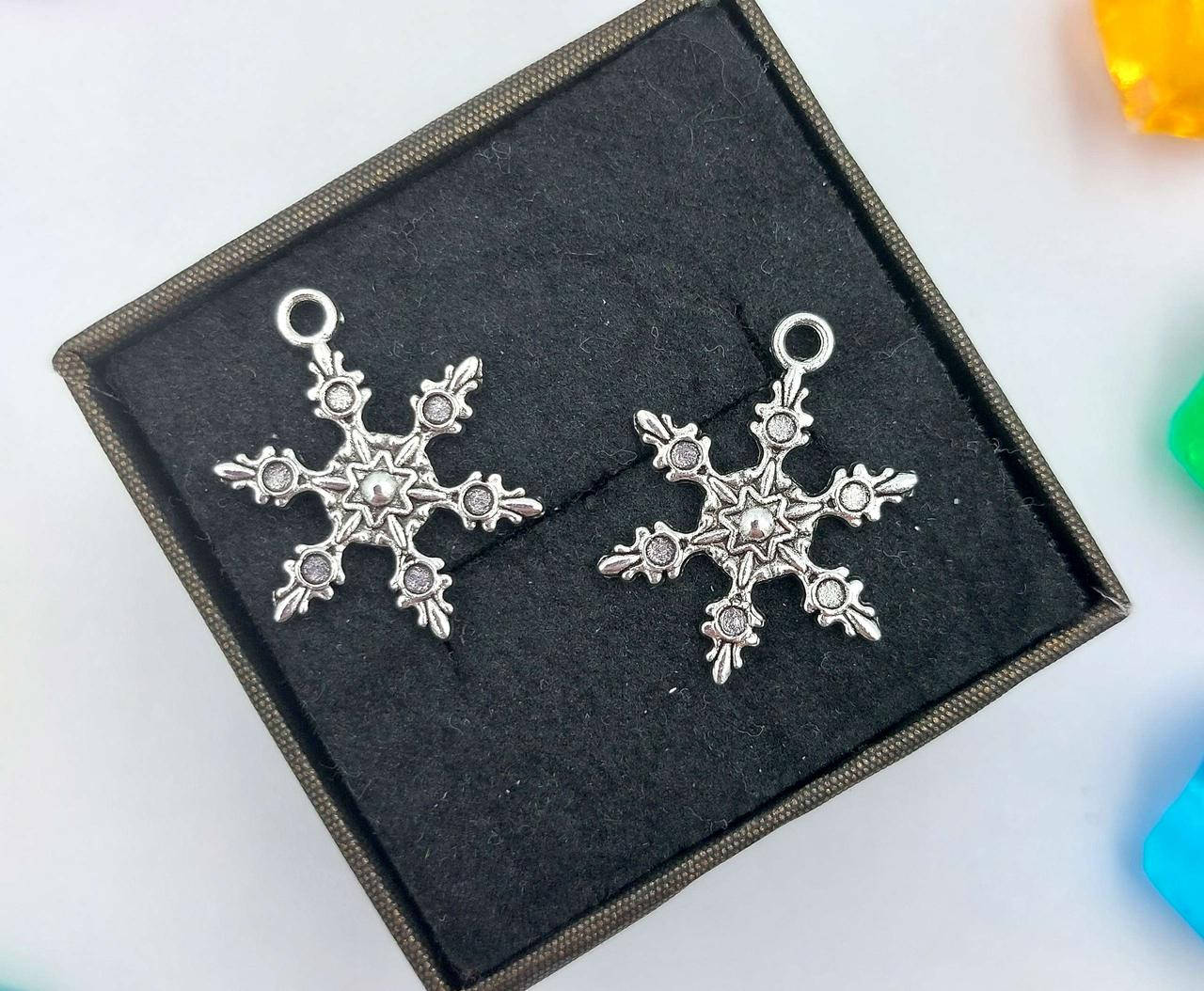

(10шт) Кулоны из металла, подвеска "Снежинка"