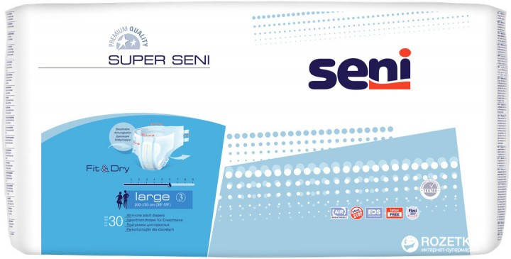

Подгузники для взрослых SUPER SENI Large (3) 30шт
