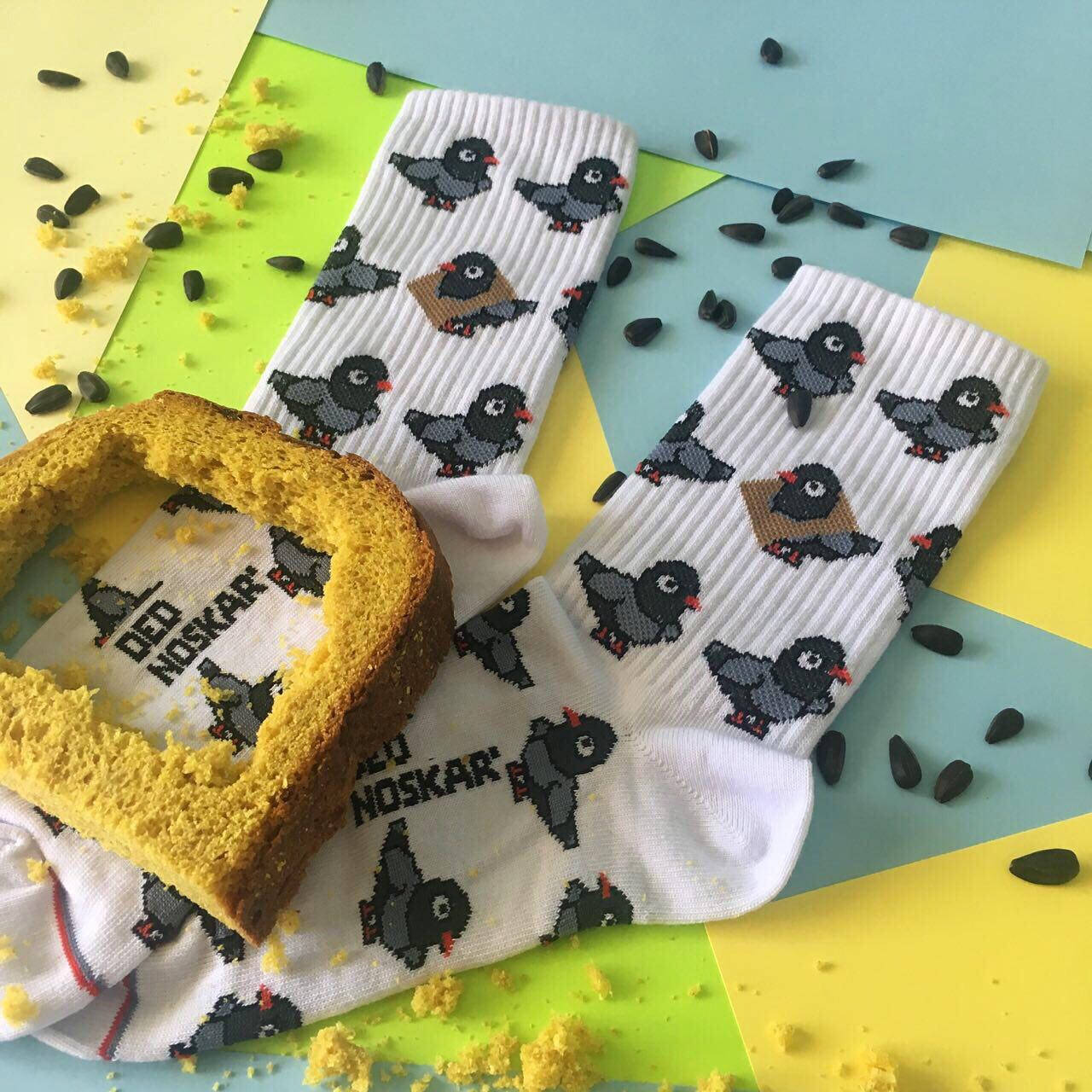 

Носки из высококачественного хлопка с оригинальным принтом "Лухарі Курлик!", Белый