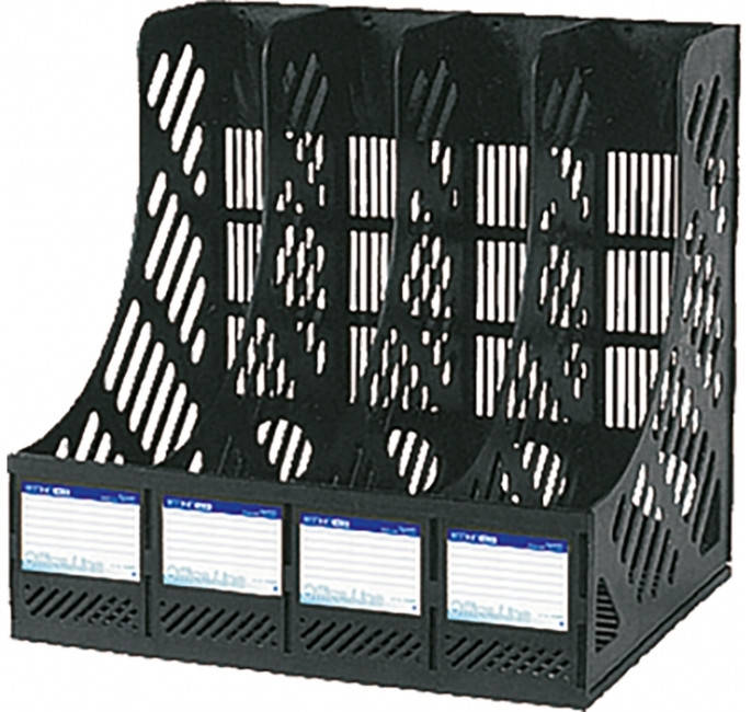 

Лоток для бумаг вертикальный пластиковый чёрный, Е31902-01, 4 секции, Черный