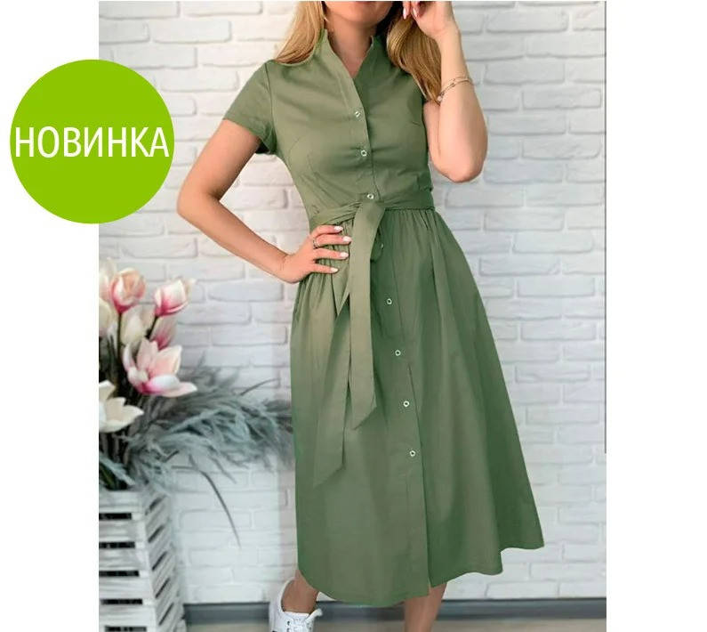 

Длинное коттоновое платье на пуговицах оптом и в розницу