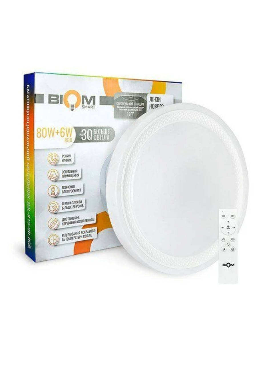 

Светильник светодиодный Biom SMART SML-R19-80-RGB 3000-6000K 80Вт+16Вт RGB с д/у +APP