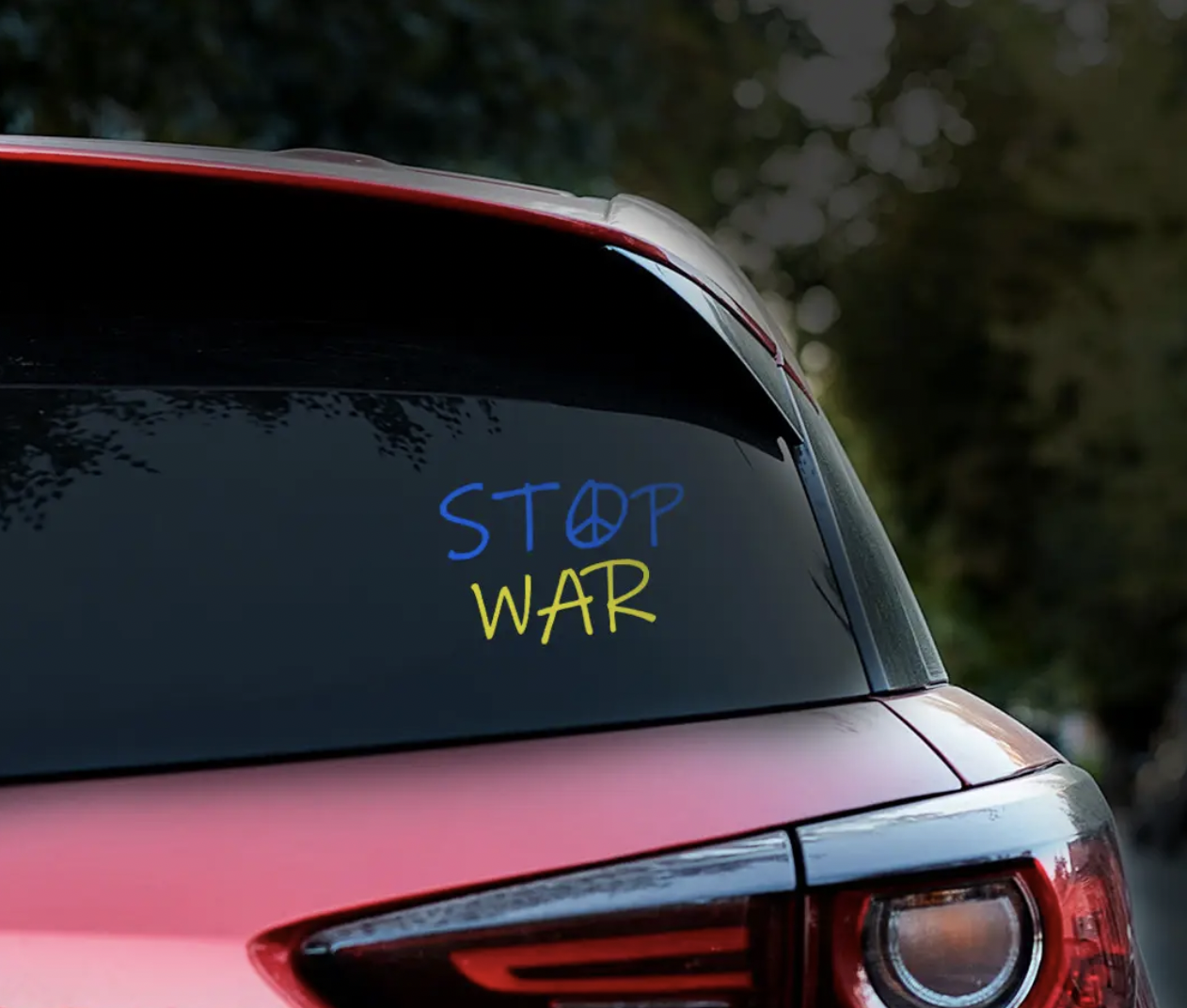

Наклейка на Автомобиль STOP WAR 23*34 см + монтажка