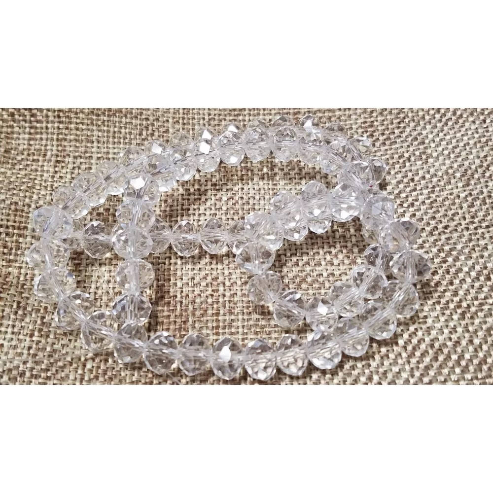 

Бусины хрустальные (Рондель) 8 мм пачка - 65-70 шт, цвет - хрустальный без перелива