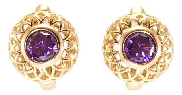 

Серьги Xuping Позолота 18K английский замок "Выпуклые ажурные колечки с сиреневыми кристаллами"