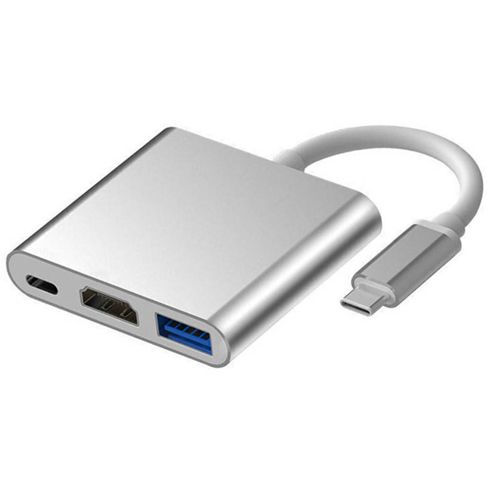 

Переходник адаптер Type-C к USB / HDMI / Type-C, Silver