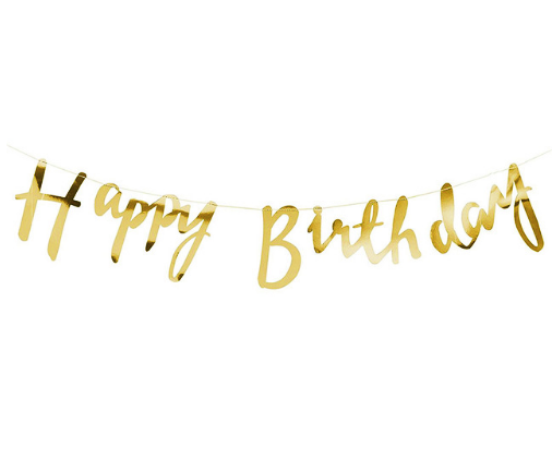 

Гирлянда бумажная Happy birthday прописью, золото