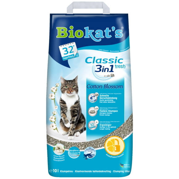 

Biokats Classic Fresh 3in1 Cotton Blossom комкующийся наполнитель для кошачьего туалета с ароматом хлопка 10л