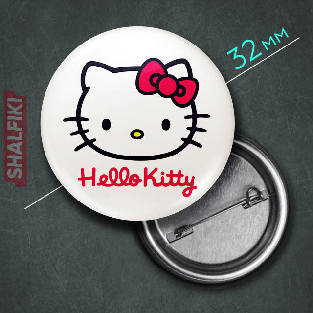 

"Кошка Хэллоу Китти / Hello Kitty" значок круглый на булавке Ø32 мм