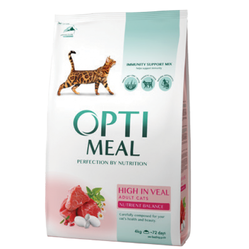 

Optimeal Cat Adult High in Veal 4кг корм для кошек (телятина)