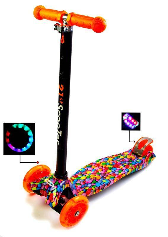 

Детский самокат Scale Sports Mакси Карамелька Оранжевый цвет Светящиеся колёса