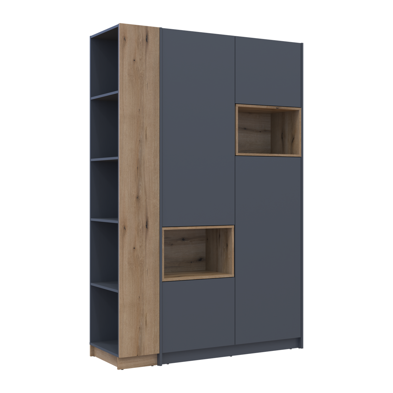 Шафа для одягу з нішею та етажеркою Doros Дейл Графіт/Дуб Евок 2 ДСП 143.2х52х220 (42005154) 3