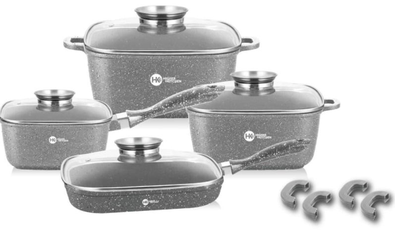 

Набор кухонной посуды Higher Kitchen HK-311 с антипригарным гранитным покрытием Серый.