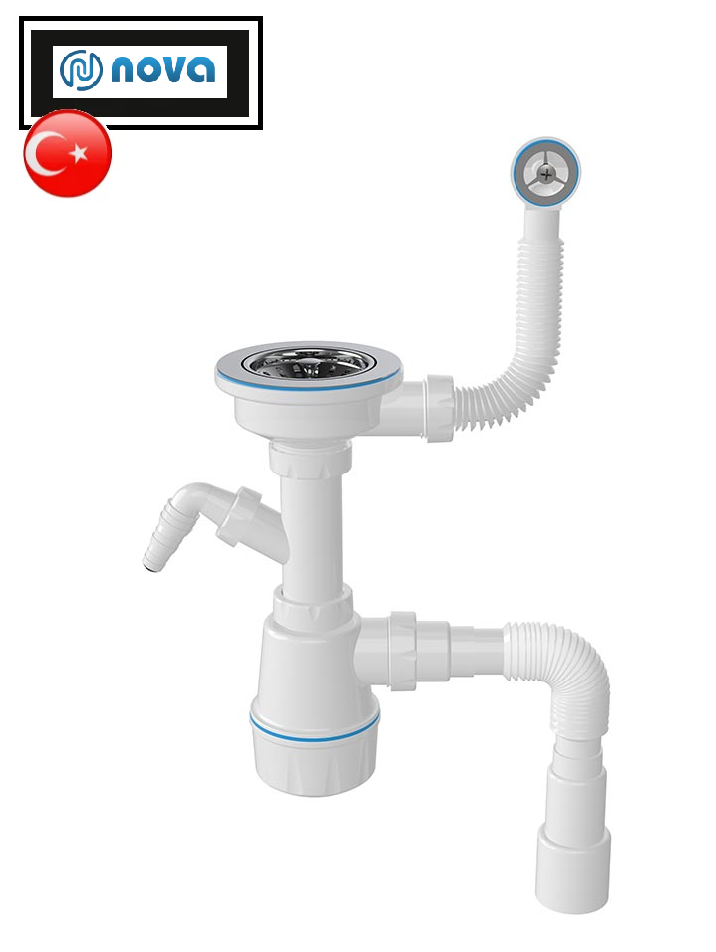 

Сифон NOVA (Нова) для кухонной мойки +перелив 40/50мм 1048