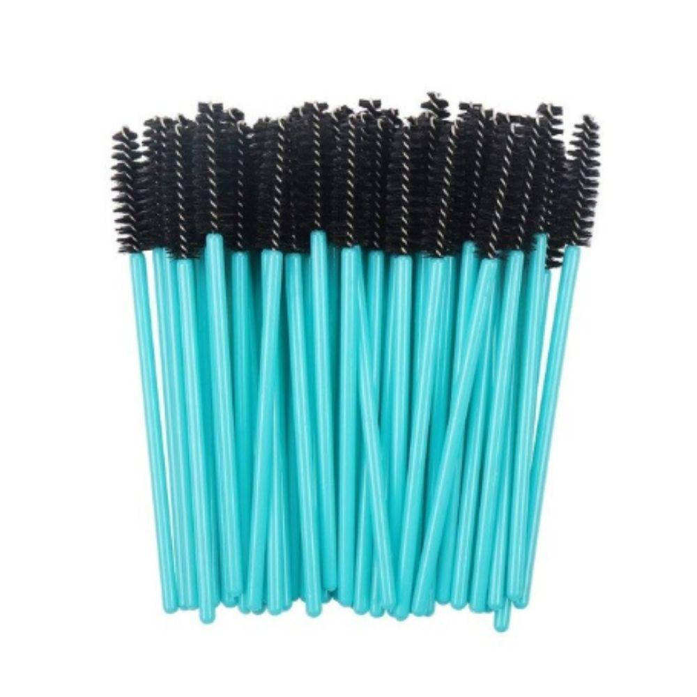 

Щіточки для розчісування вій нейлонові чорні з бірюзовою ручкою Pro razko 50 шт