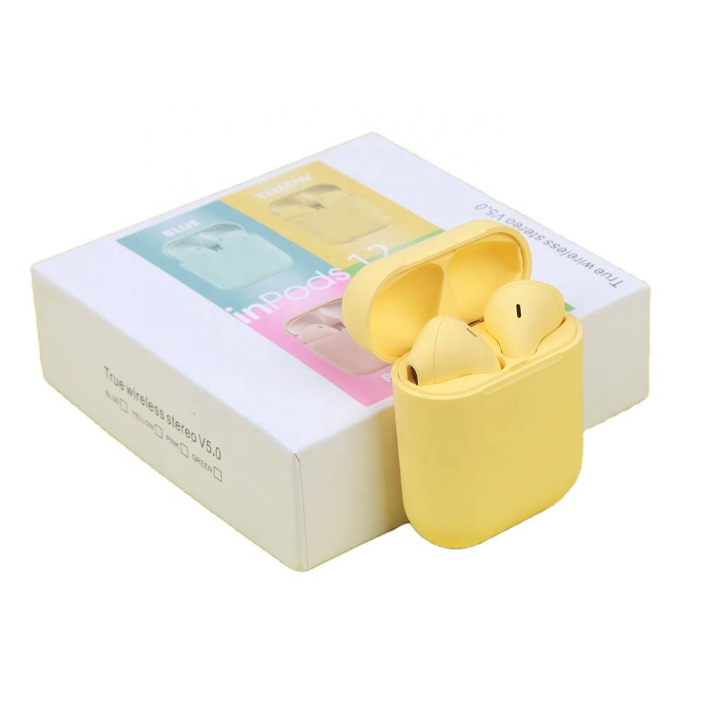 

Беспроводные сенсорные желтые наушники inPods 12 simple TWS блютуз гарнитура