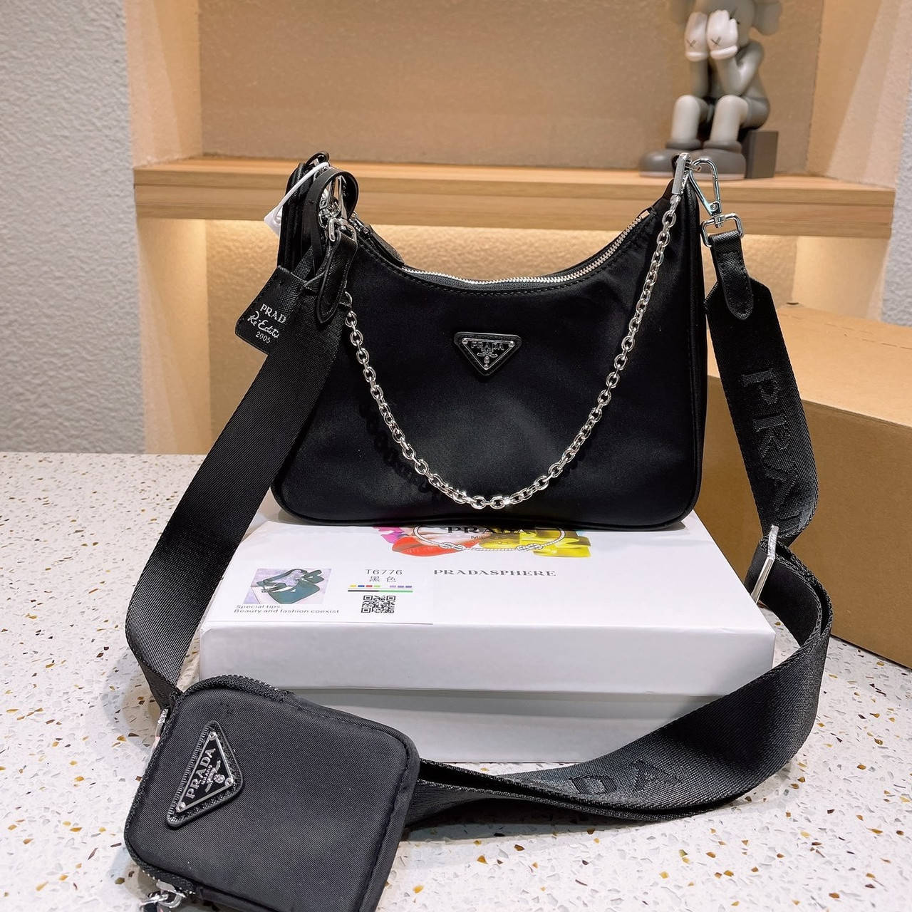 

Женская сумка Prada Nylon прада нейлон, Черный