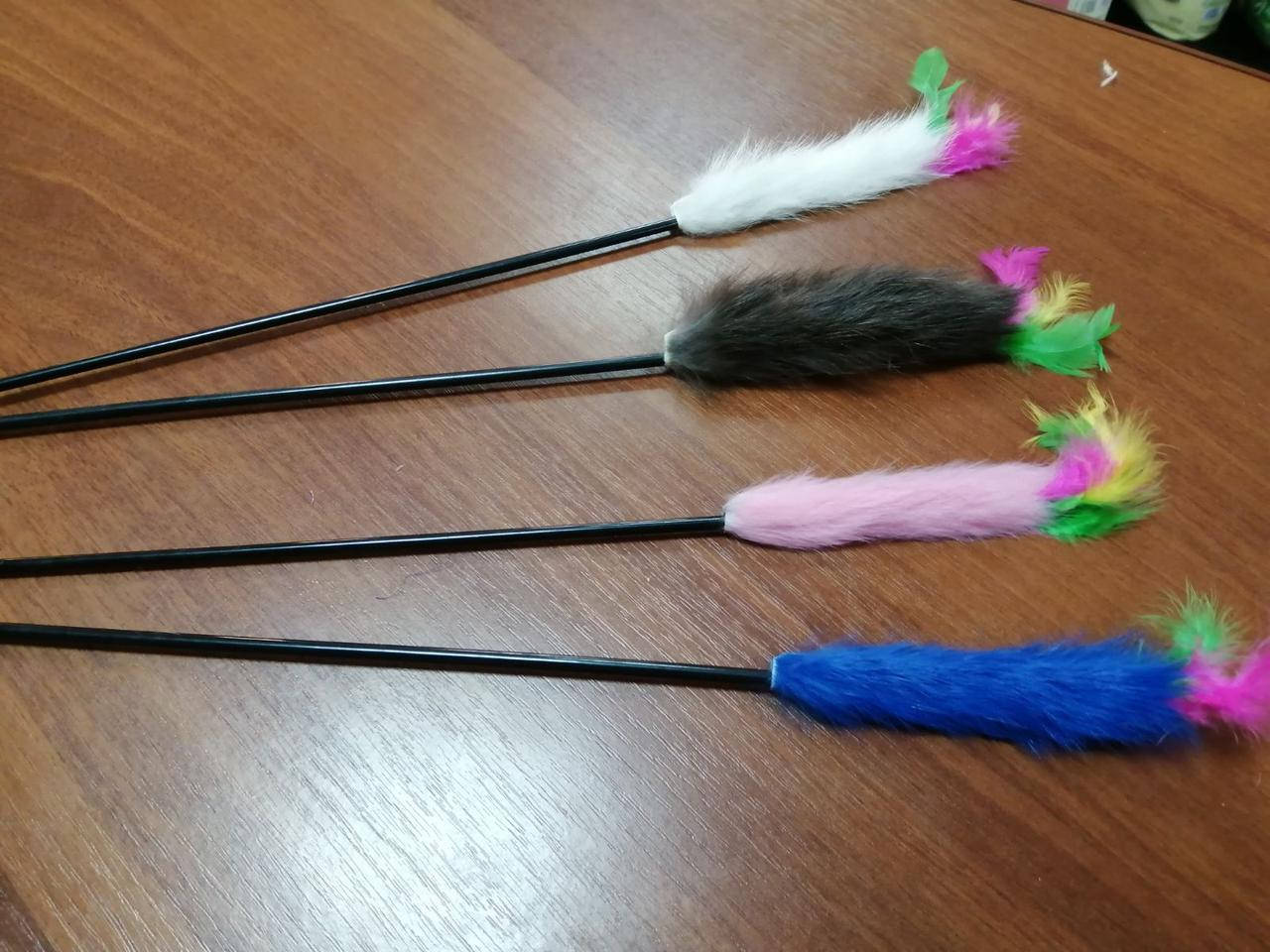 

Игрушка для кота удочка дразнилка натуральный мех