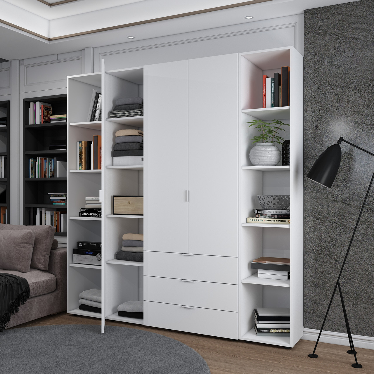 Комплект Doros Гелар з 2 Етажерками Білий 3 ДСП 192.6х49.5х203.4 (42005035) 2