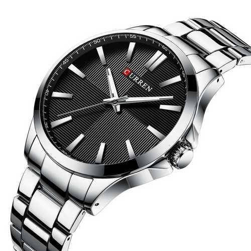 

Наручные часы с металлическим ремешком Curren 8322 Silver-Black Часы с черным циферблатом