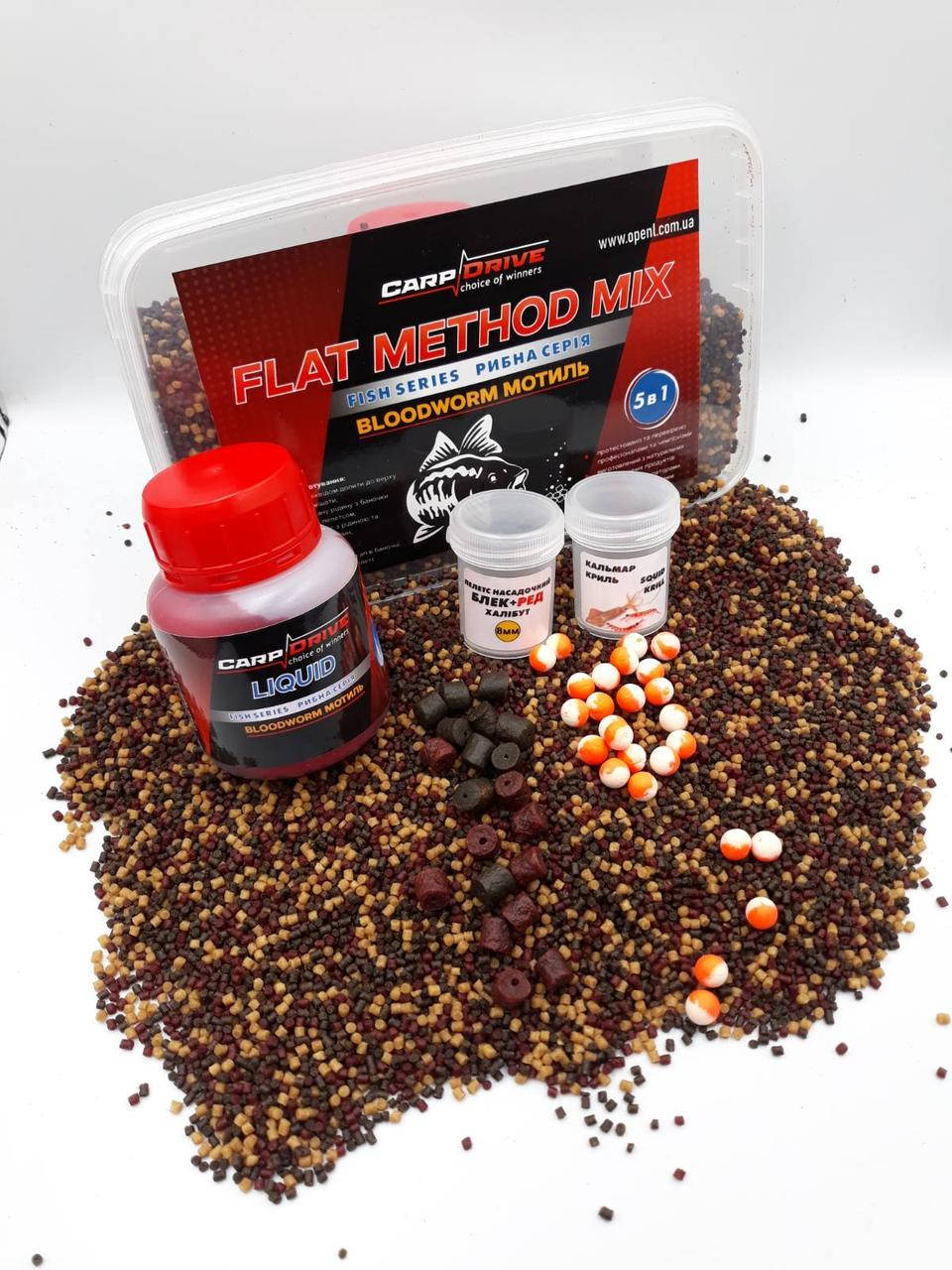 

Методный пеллетс, флэт метод микс Bloodworm (Мотыль) Carp Drive 5 в 1