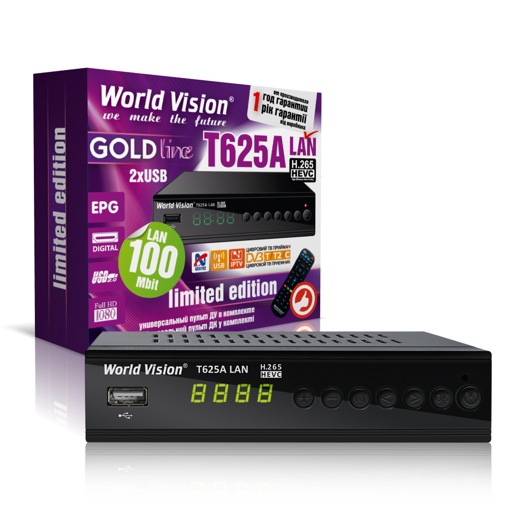 

Тюнер DVB-T2 World Vision T625A LAN