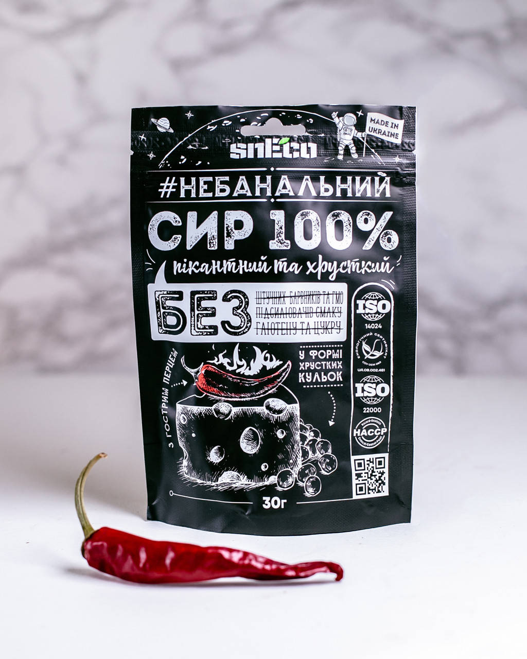 

Сыр сушеный хрустящий вспененный snEco "Классический с перцем", 30г