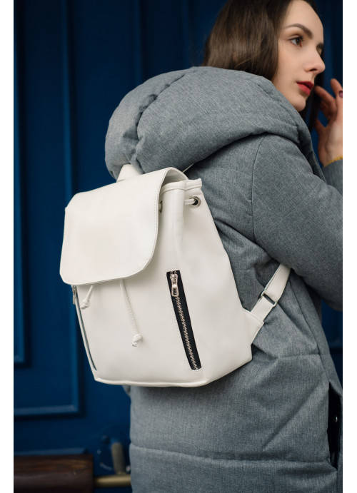 

Женский классический рюкзак из экокожи Sambag Loft белый 18, 38, 28